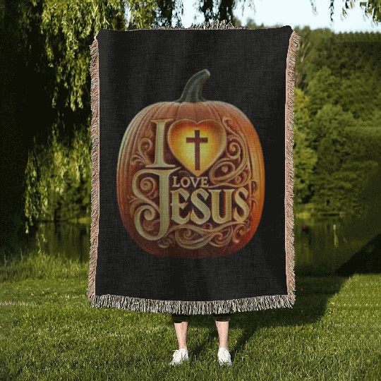 i love jesus Woven Blankets
