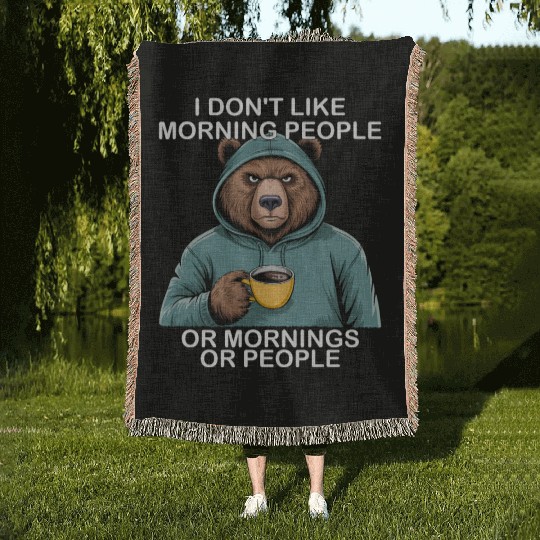 Funny Bear Grizzly Woven Blankets