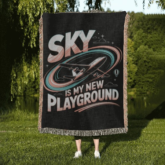 Sky Is My New Playground Woven Blankets