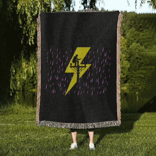 Lineman Duty Danger Brave Dedicated Hero Woven Blankets