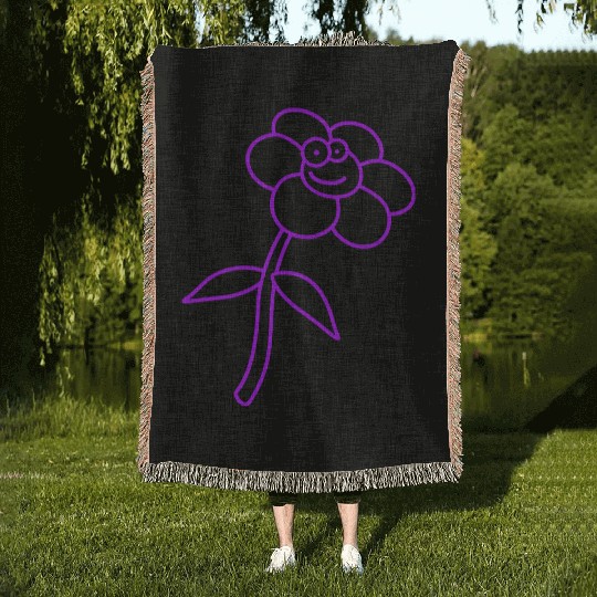 Sweet Flower Spring Summer Nature Funny Cute Face Woven Blankets