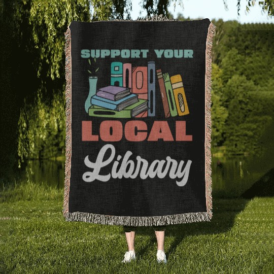 Support Your Local Library Books Reading Woven Blankets