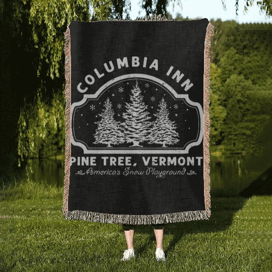 Columbia Inn Pine Tree Vermont White Christmas Woven Blankets