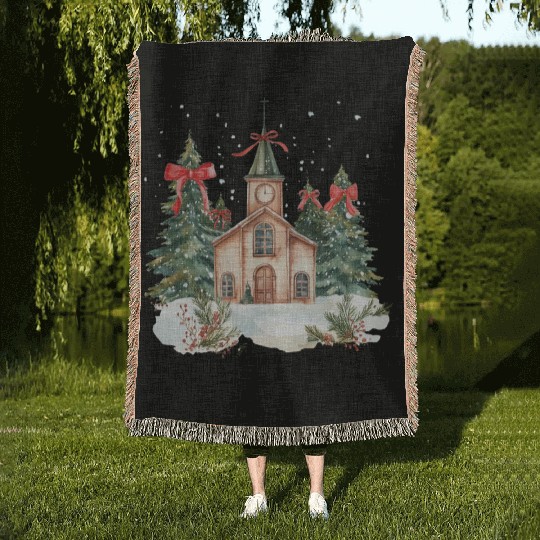 Oh Come Let Us Adore Him Funny Chrismas Jesus Woven Blankets