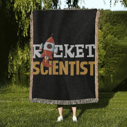 Rocket Scientist Cute Cartoon Rocket Fun Woven Blankets