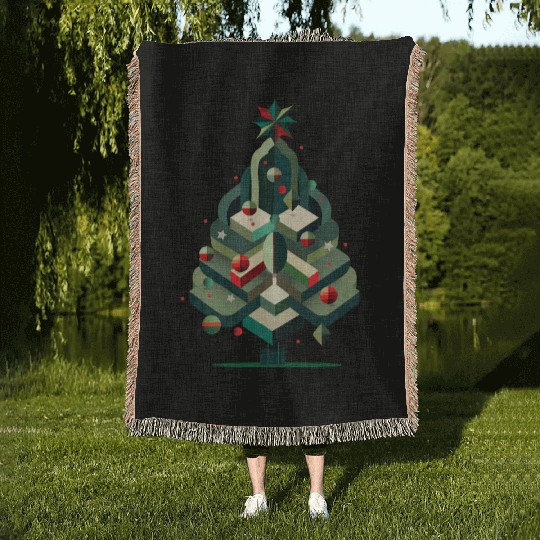 Modern Christmas tree - elegance for the holidays Woven Blankets