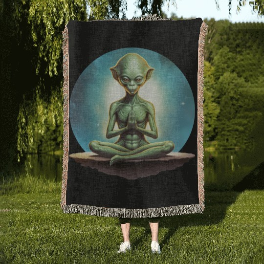 Yoga Aliens Woven Blankets