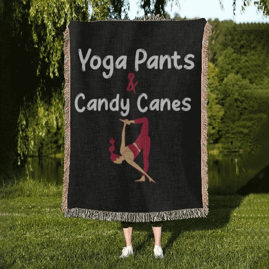 Yoga Pants & Candy Canes Christmas Yoga Woven Blankets