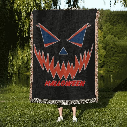 Scary faceHalloween design Woven Blankets