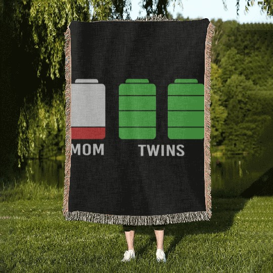 Funny Birthday Mama Twin Mom Low Battery Woven Blankets
