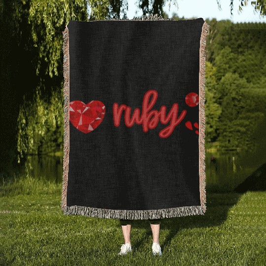Ruby gemstone jewel Woven Blankets