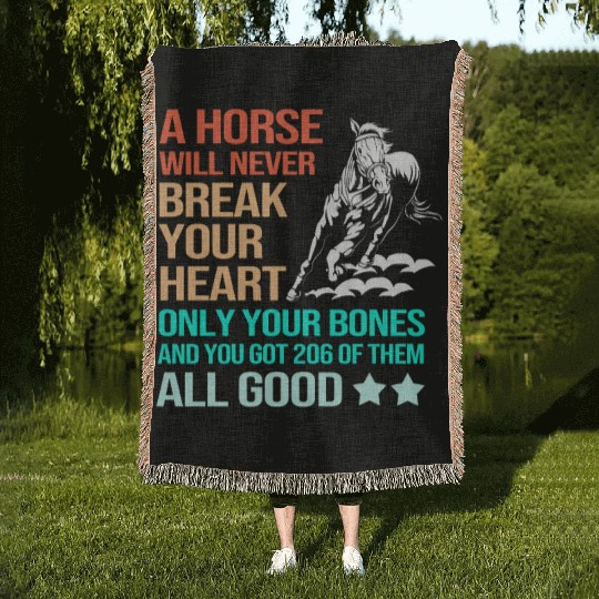 Funny Barrel Racing Cowgirl Horseback Riding Woven Blankets