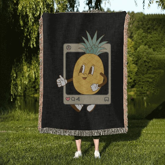pineapple funny Woven Blankets