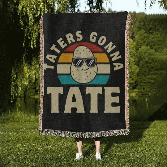 Retro Vintage Taters Gonna Tate Humor Woven Blankets