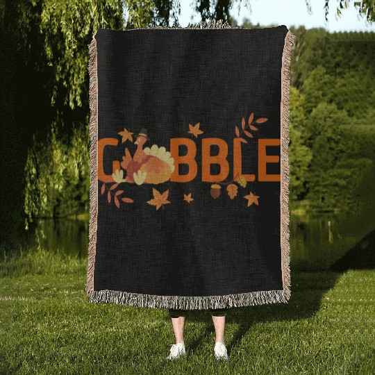 GOBBLE TURKEY PODIATRIST FUNNY THANKSGIVING Woven Blankets