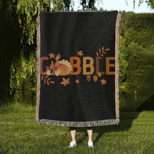 GOBBLE TURKEY PODIATRIST FUNNY THANKSGIVING Woven Blankets