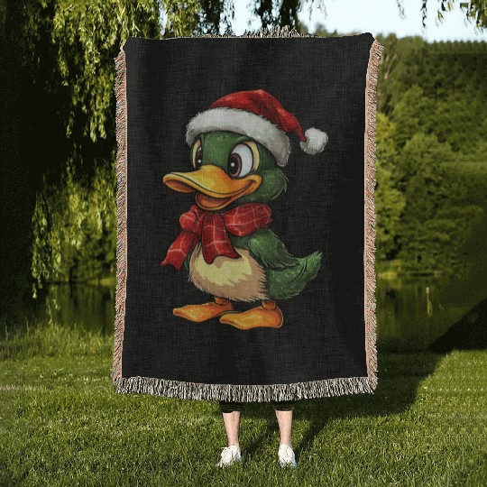 Christmas duck Woven Blankets