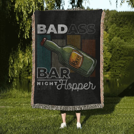 Bar Hopping Beer Drunk Woven Blankets