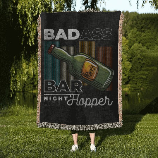 Bar Hopping Beer Drunk Woven Blankets