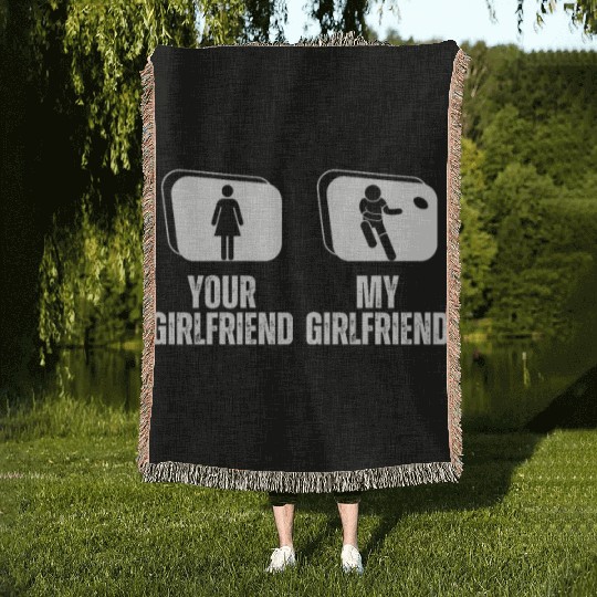 Rugby Player Your Girlfriend My Girlfriend Proud Woven Blankets