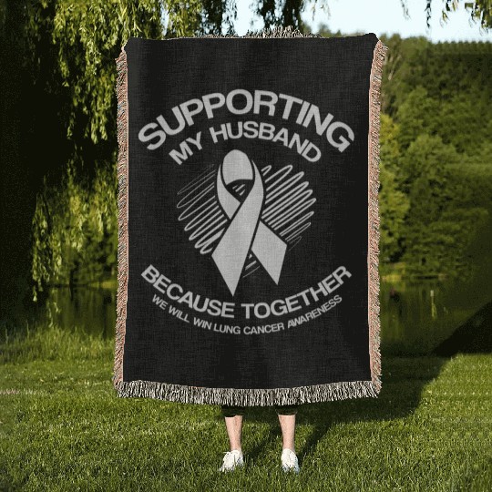 Lung Cancer Awareness Supporting Husband Woven Blankets