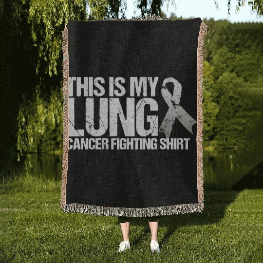This Is My Lung Cancer Fighting Cancer Awareness Woven Blankets