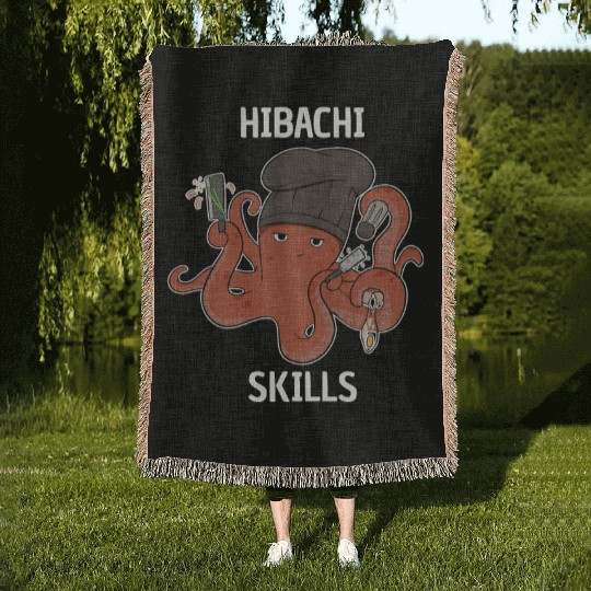 Hibachi Skills Chef Squid Octopus Woven Blankets