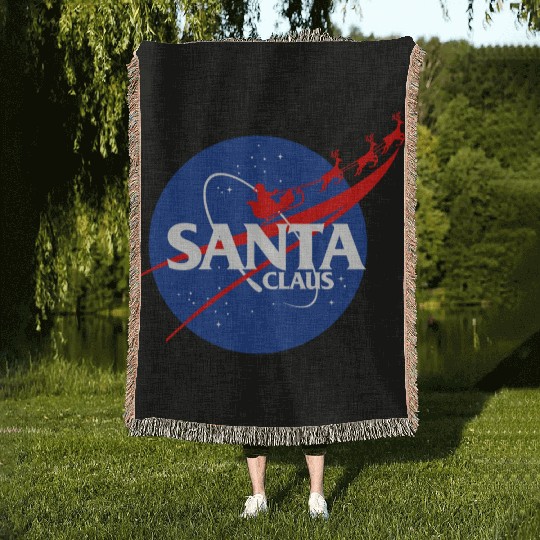 Santa claus funny parody nasa Woven Blankets