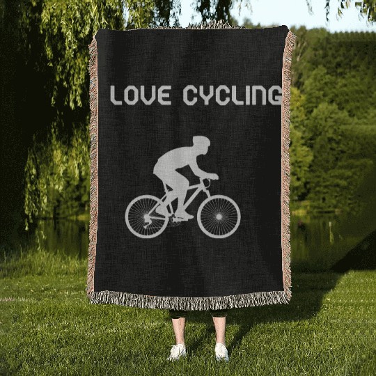 I love cycling design Woven Blankets