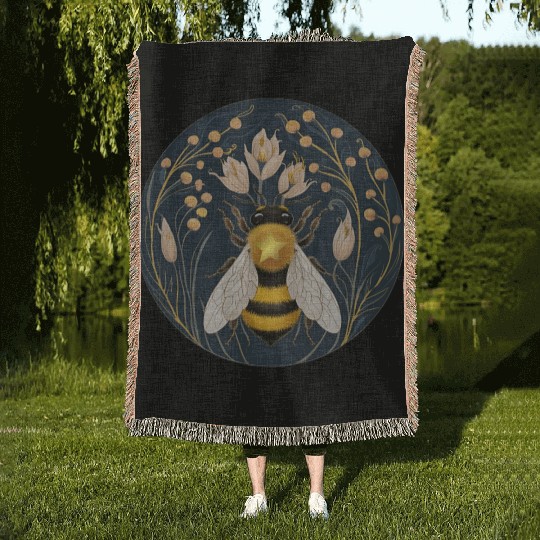 Golden Harvest Honey Bee Woven Blankets