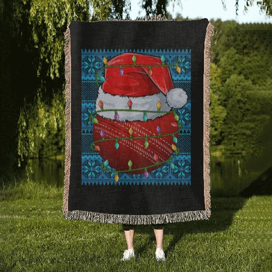 Cricket Ball Christmas Lights Woven Blankets