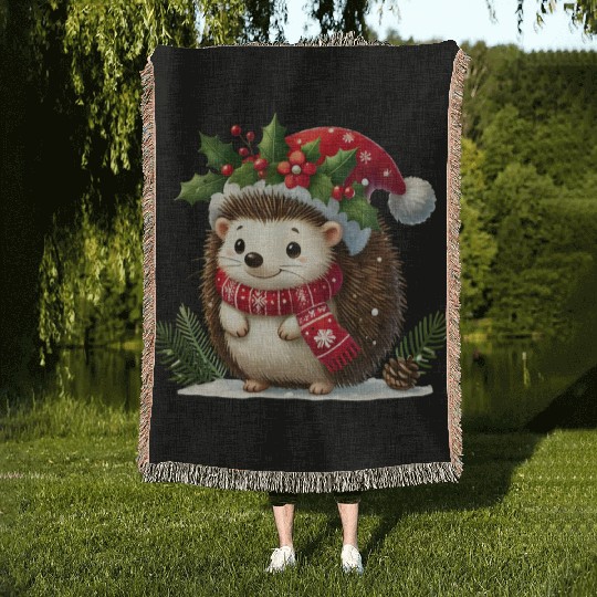 Christmas Merry Christmas For Gift Hedgehog Woven Blankets