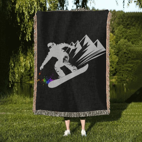 Snowboard Snowboarder Snowboarding Winter Sports Woven Blankets