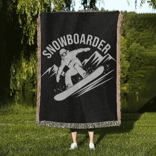 Snowboard Snowboarder Snowboarding Winter Sports Woven Blankets