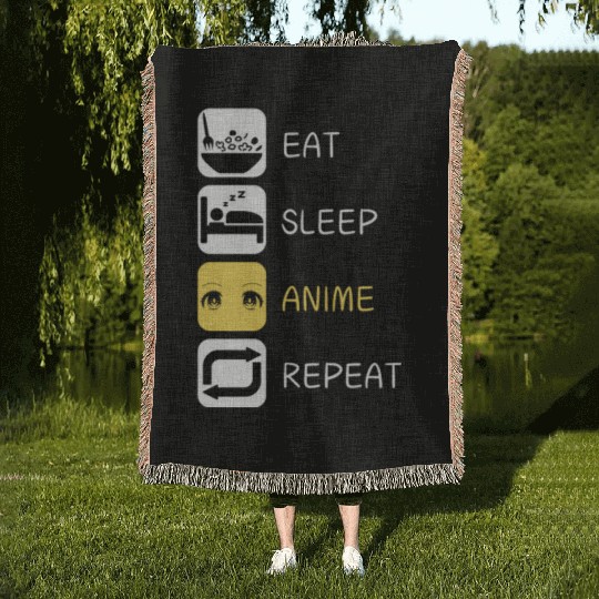 Eat Sleep Anime Repeat Japanese Culture Woven Blankets