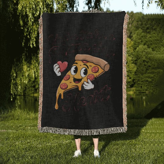 You've Stolen a Pizza of My Heart Woven Blankets