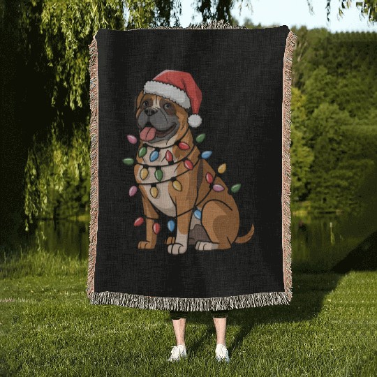 Cane Corso Christmas Lights Xmas Dogs Gifts Woven Blankets