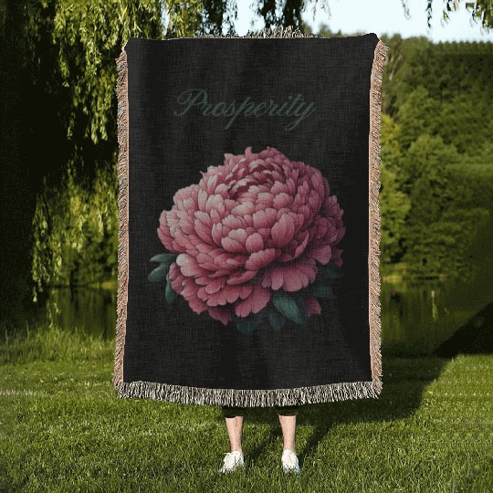 Peony of Prosperity: A Symbol of Wealth Woven Blankets