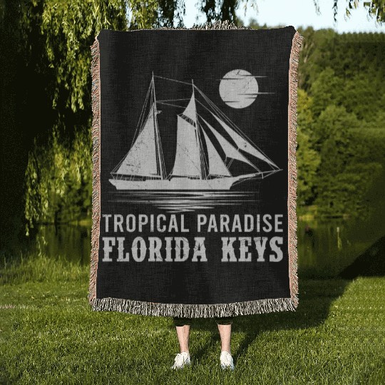 Florida TROPICAL PARADISE KEY-WEST COAST Woven Blankets