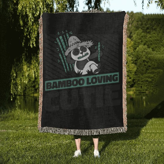 Bamboo Loving Cutie Panda Bear Friend Giant Panda Woven Blankets