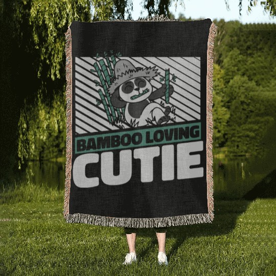 Bamboo Loving Cutie Panda Bear Friend Giant Panda Woven Blankets
