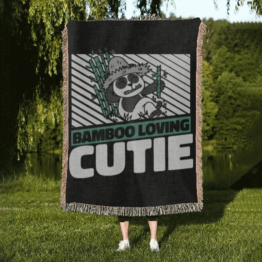 Bamboo Loving Cutie Panda Bear Friend Giant Panda Woven Blankets