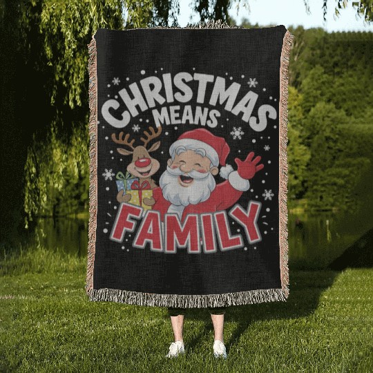 Christmas means family Woven Blankets