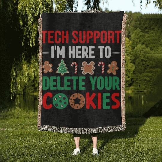 Tech Support Christmas Cookies Women Men Funny Woven Blankets