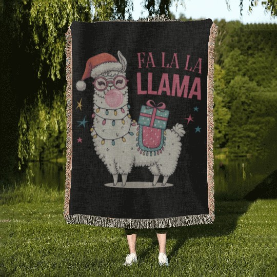 Christmas Llamas, Fa La La Llama Woven Blankets