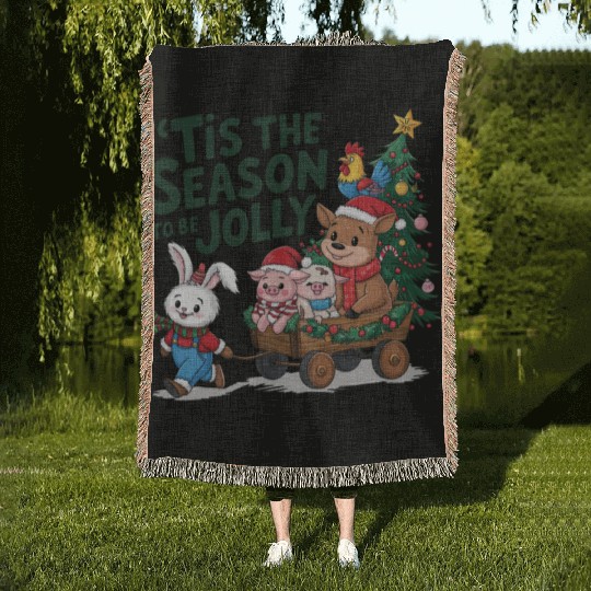 Merry Christmas, Christmas tree retro Woven Blankets