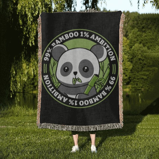 99% Bamboo 1% Ambition Panda Bear Friend Lover Woven Blankets