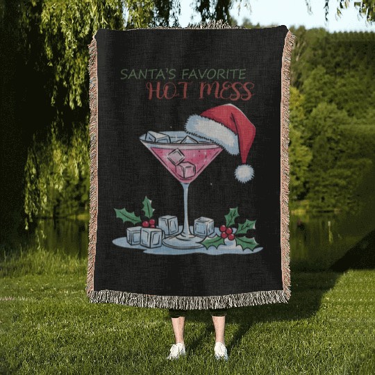 Santa Favorite Hot Mess, Merry Christmas Woven Blankets