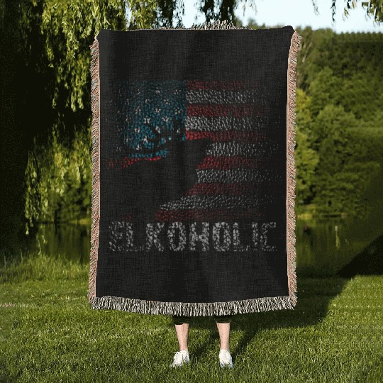 Elk Hunting Elkaholic Hunters Woven Blankets