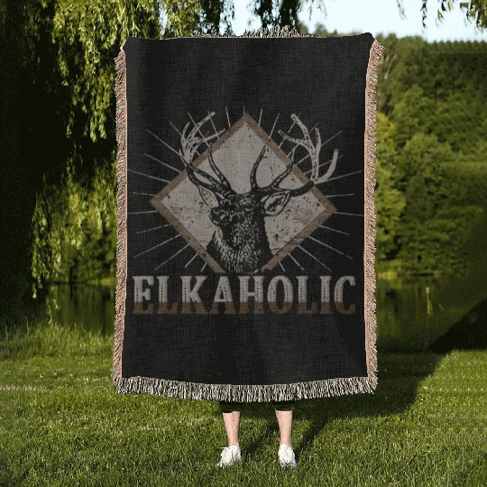 Elk Hunting Elkaholic Hunters Woven Blankets